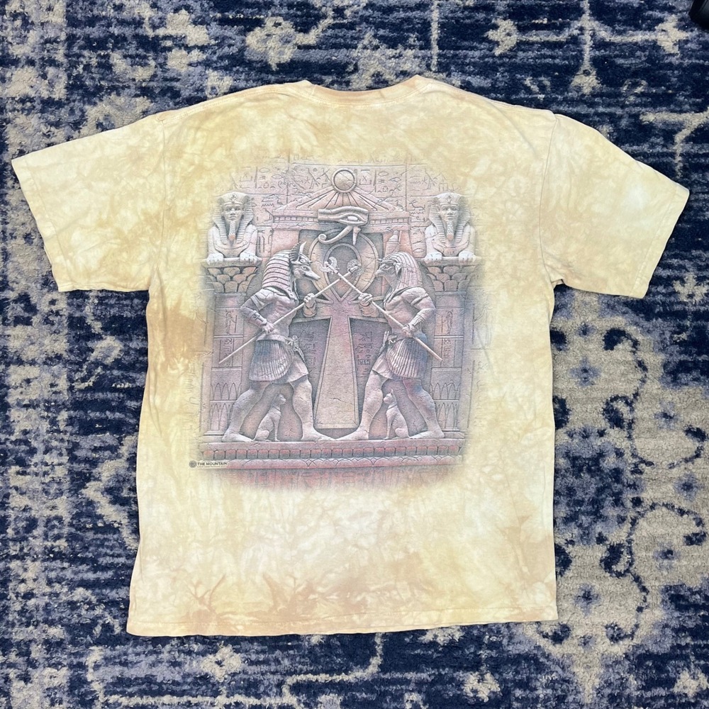 The Mountain Egyptian Anubis Horus Tie Dye Graphic T-Shirt Tan Mens L 2014